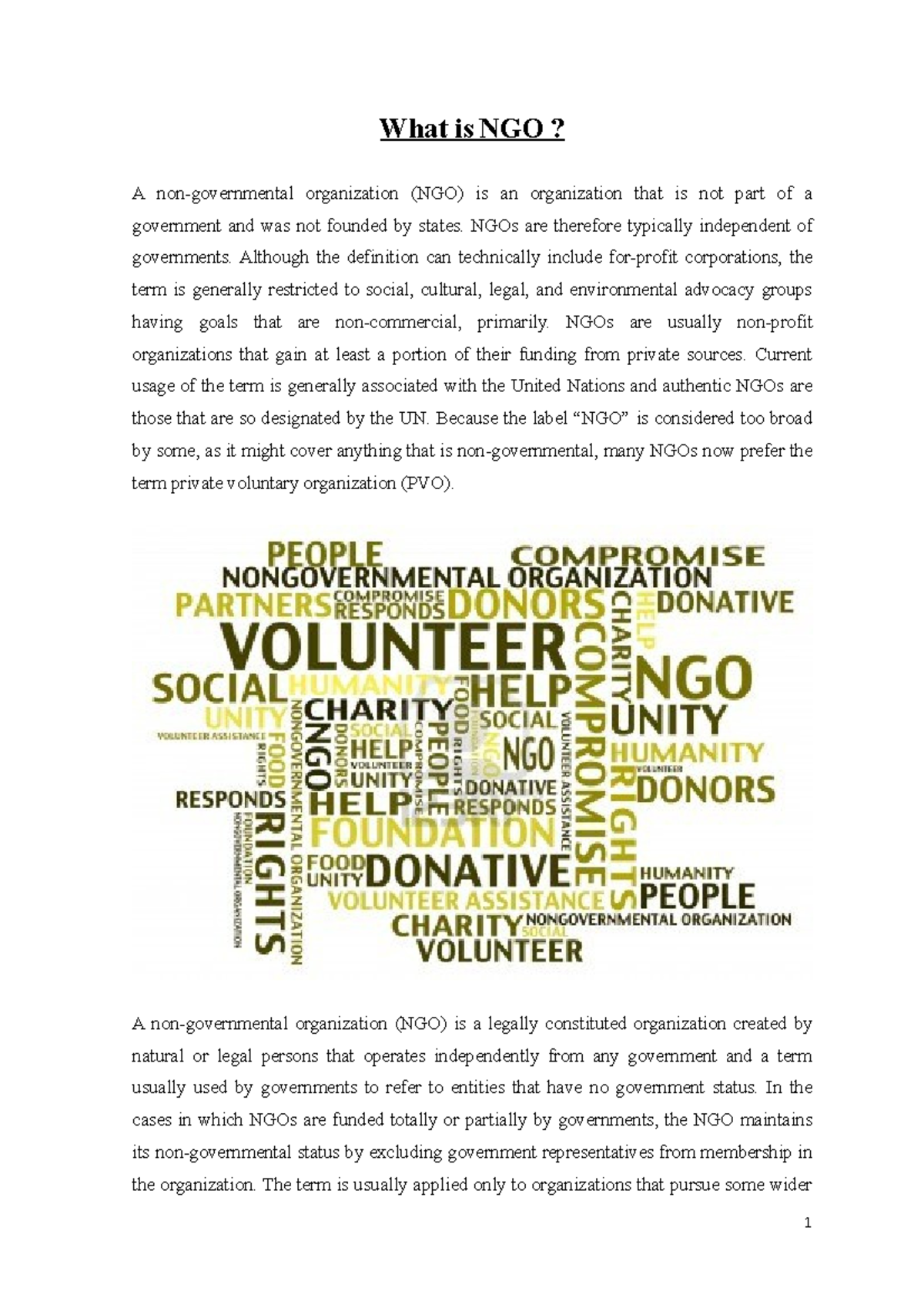 Ngo - Grade: 100 - What is NGO? A non-governmental organization (NGO ...