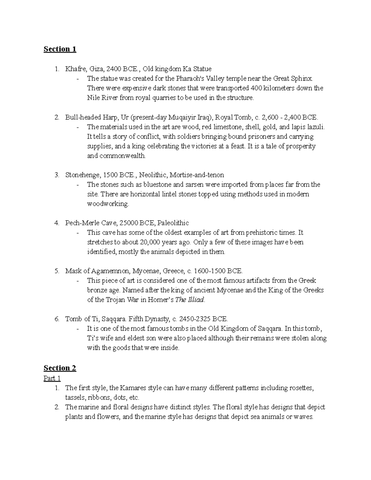 Art History Exam 1 Past exam notes Section 1 Khafre, Giza, 2400 BCE