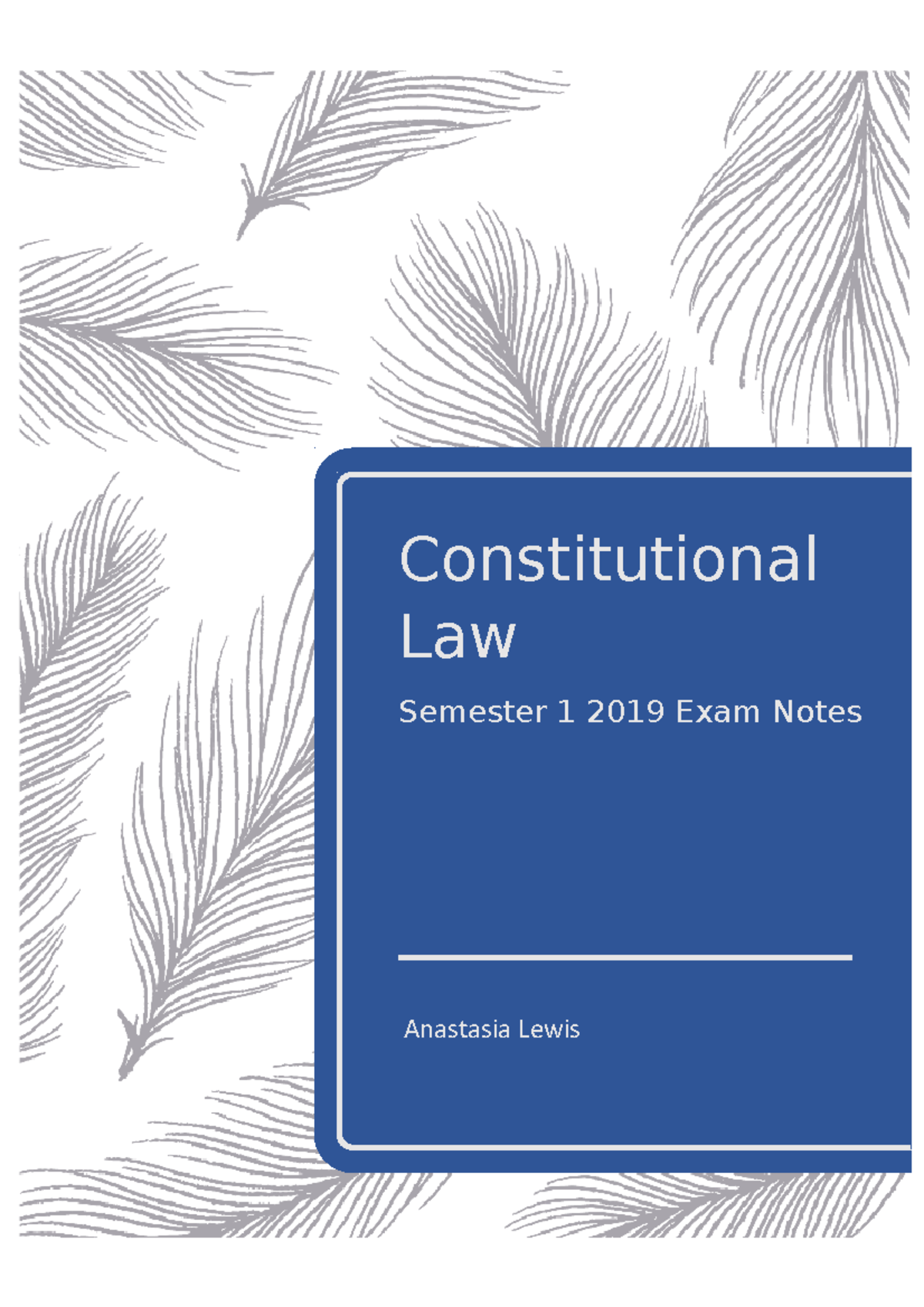 Constitutional Law Exam Notes - Constitutional Law Semester 1 2019 Exam ...