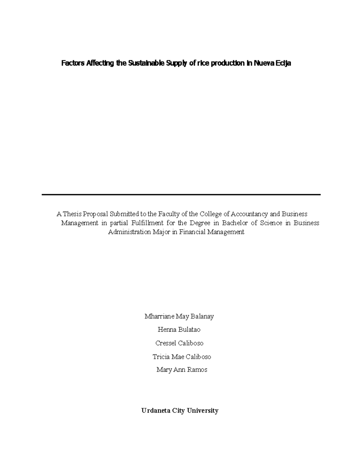 Title-2- Research - Factors Affecting the Sustainable Supply of rice ...