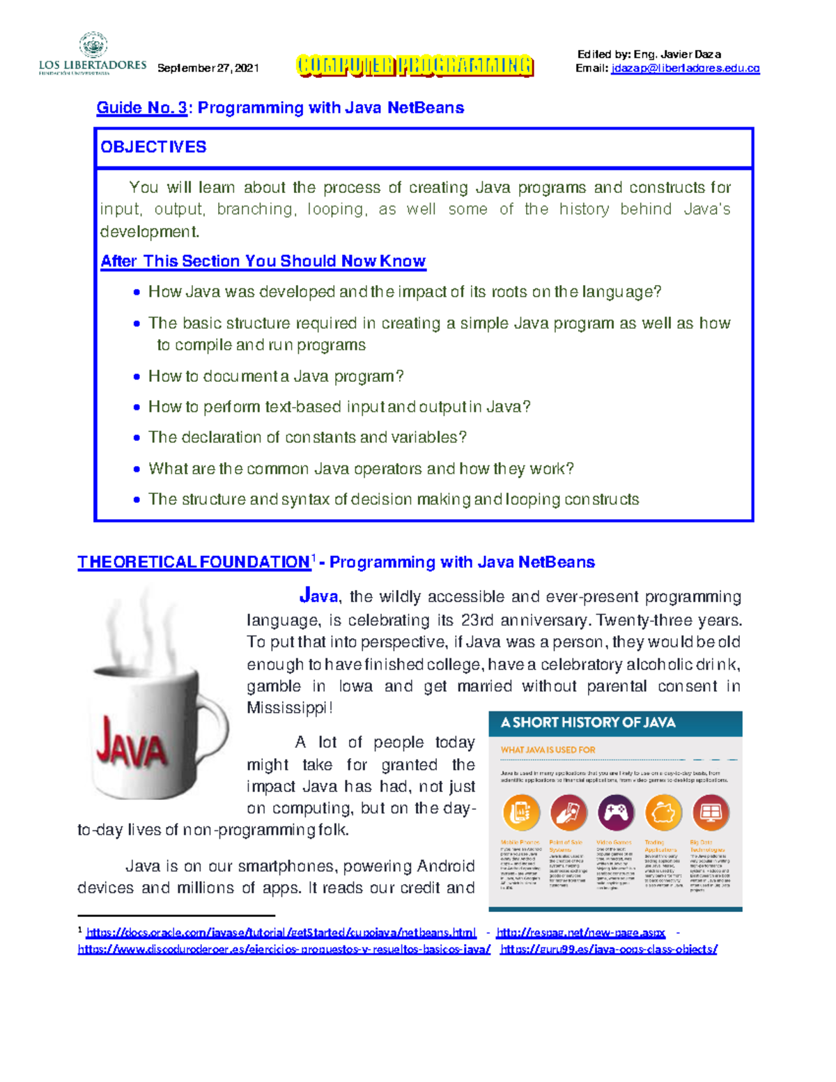 3. Guide 3 Computer Programming Java Netbeans 2021-2 - September 27, 20 ...