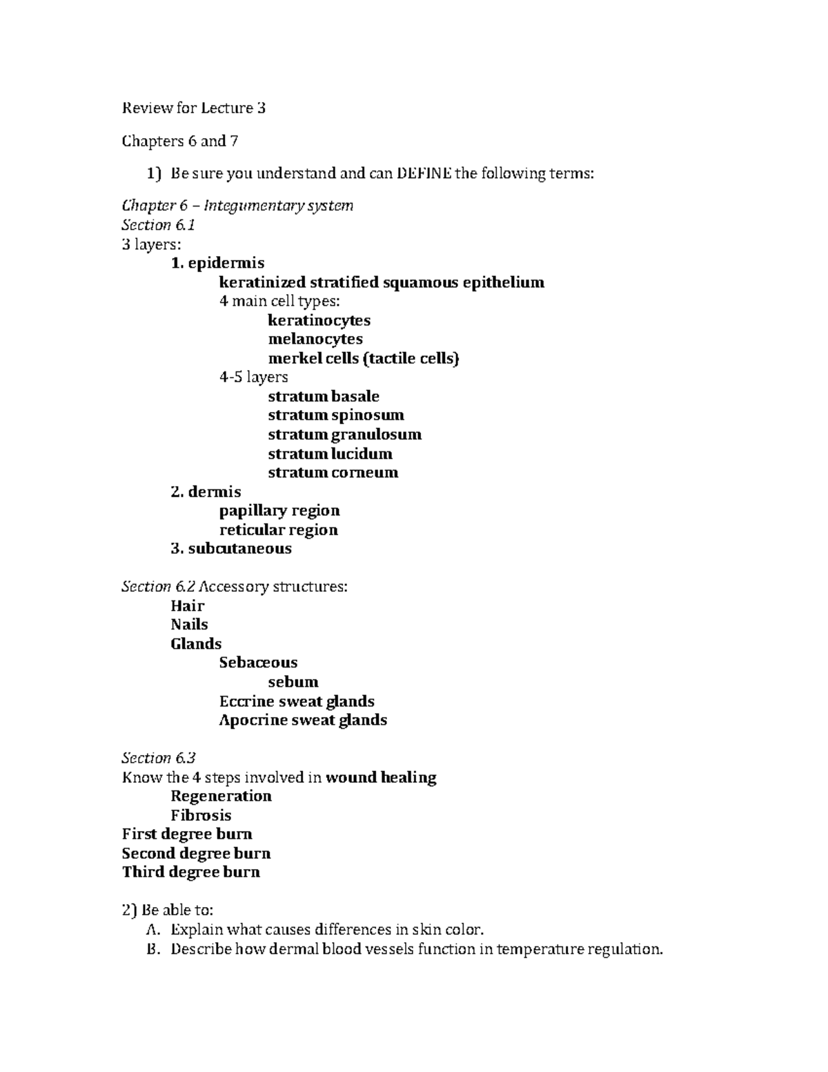 Lecture 3 Review - Review For Lecture 3 Chapters 6 And 7 Be Sure You ...