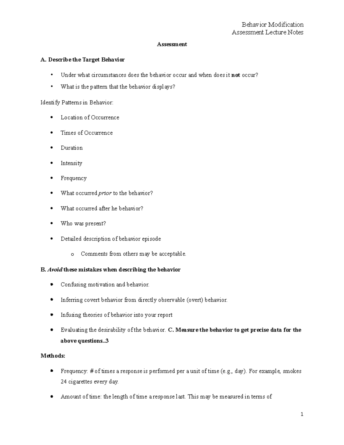 Behavior-Mod Assessment Lecure Notes - Assessment Lecture Notes ...