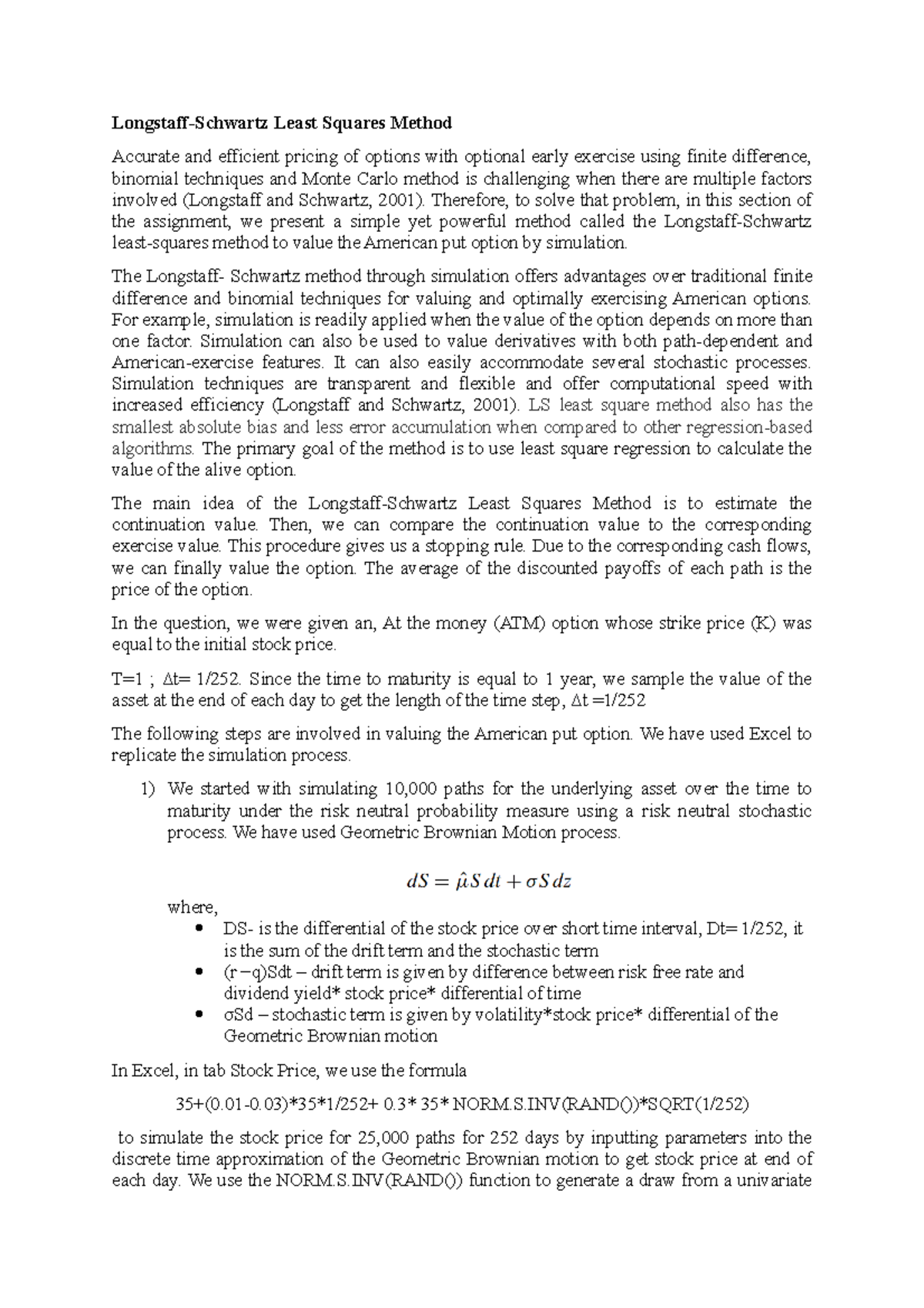 Longstaff document LongstaffSchwartz Least Squares Method Accurate