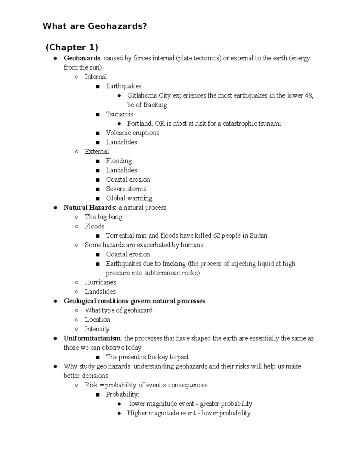 What are Geohazards - (Chapter 1) Geohazards: caused by forces internal ...