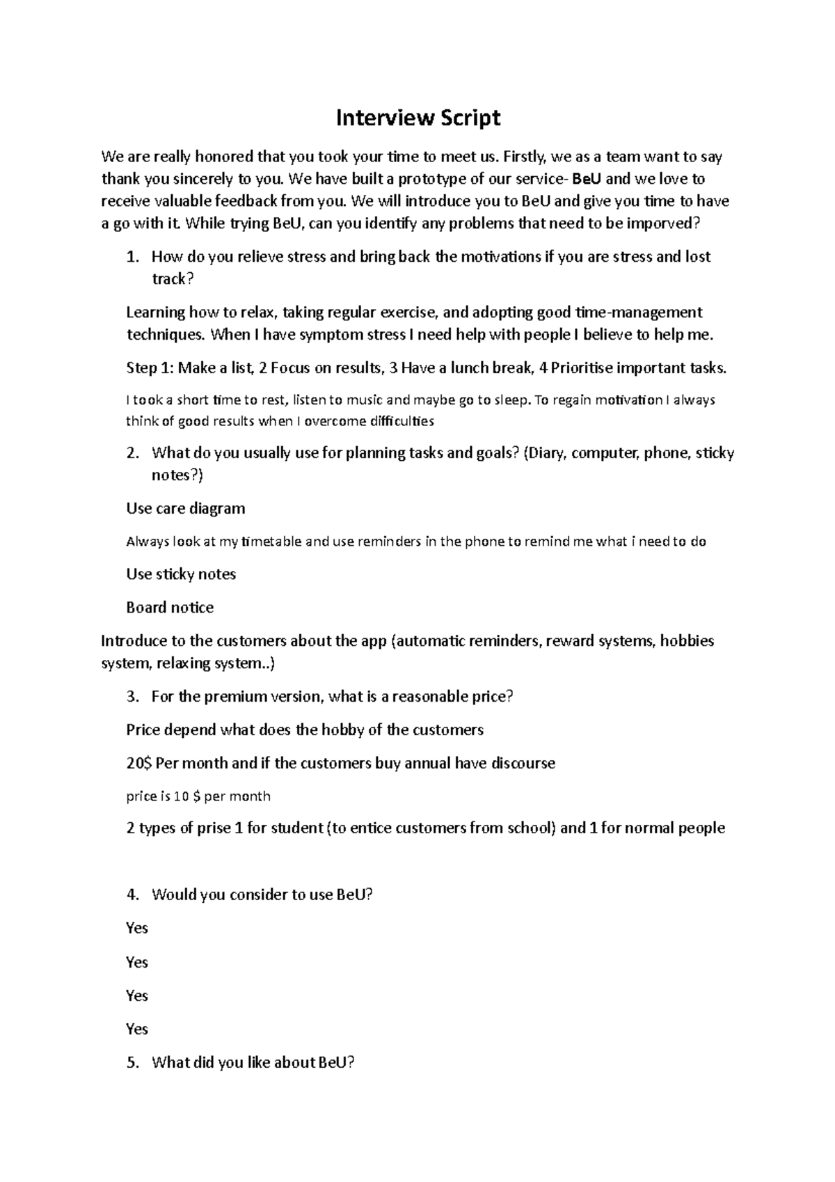 Interview Script (002) - Interview Script We are really honored that ...