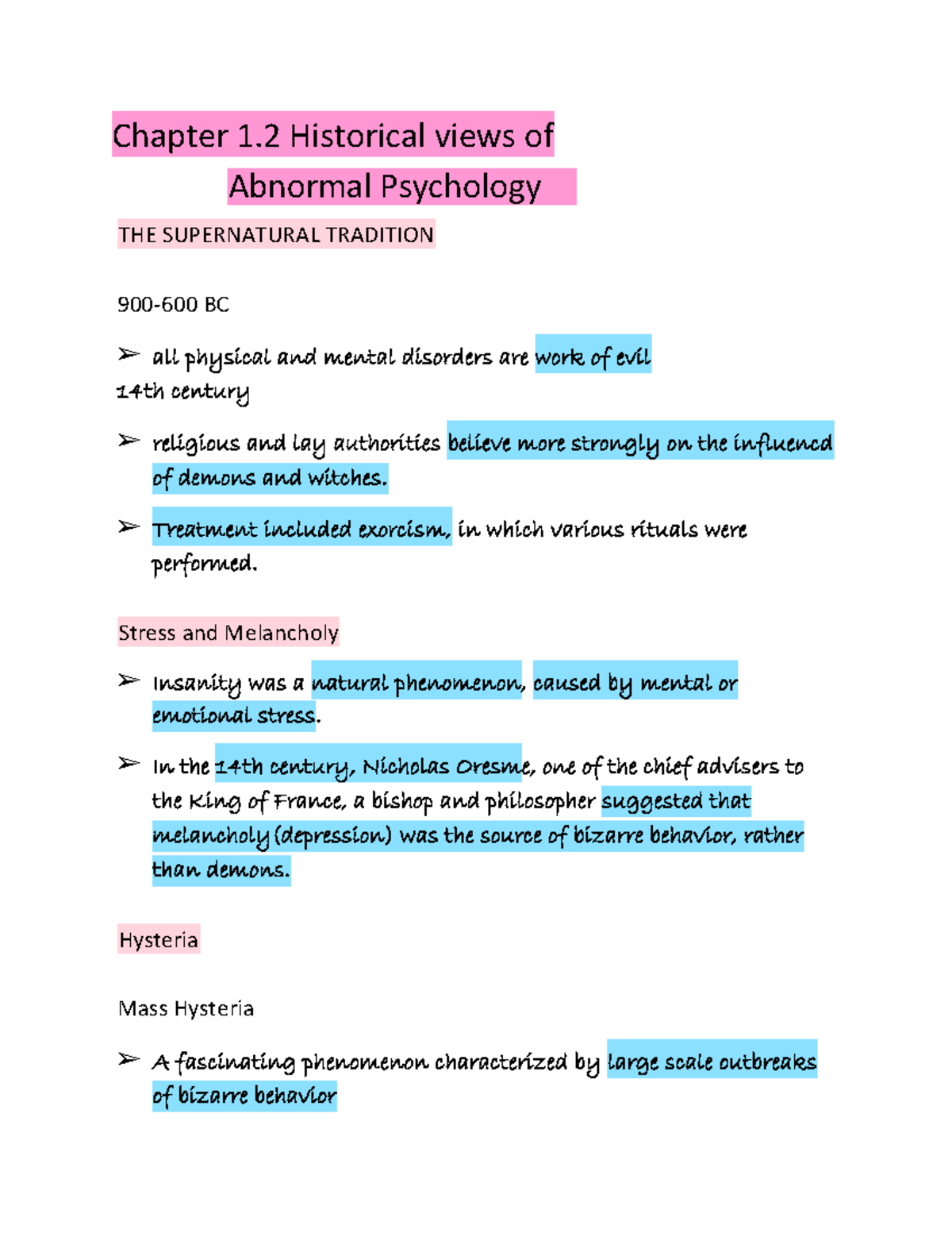 Abnormal Psychology Chapter 1 - Chapter 1 Historical Views Of Abnormal ...