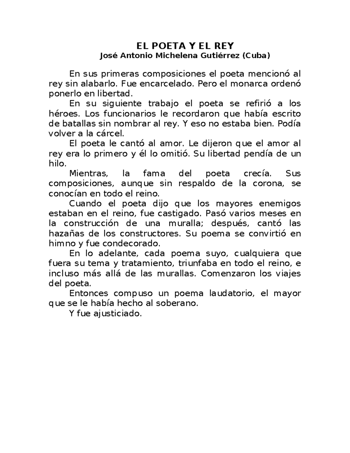 EL Poeta Y EL REY - EL POETA Y EL REY José Antonio Michelena Gutiérrez ...