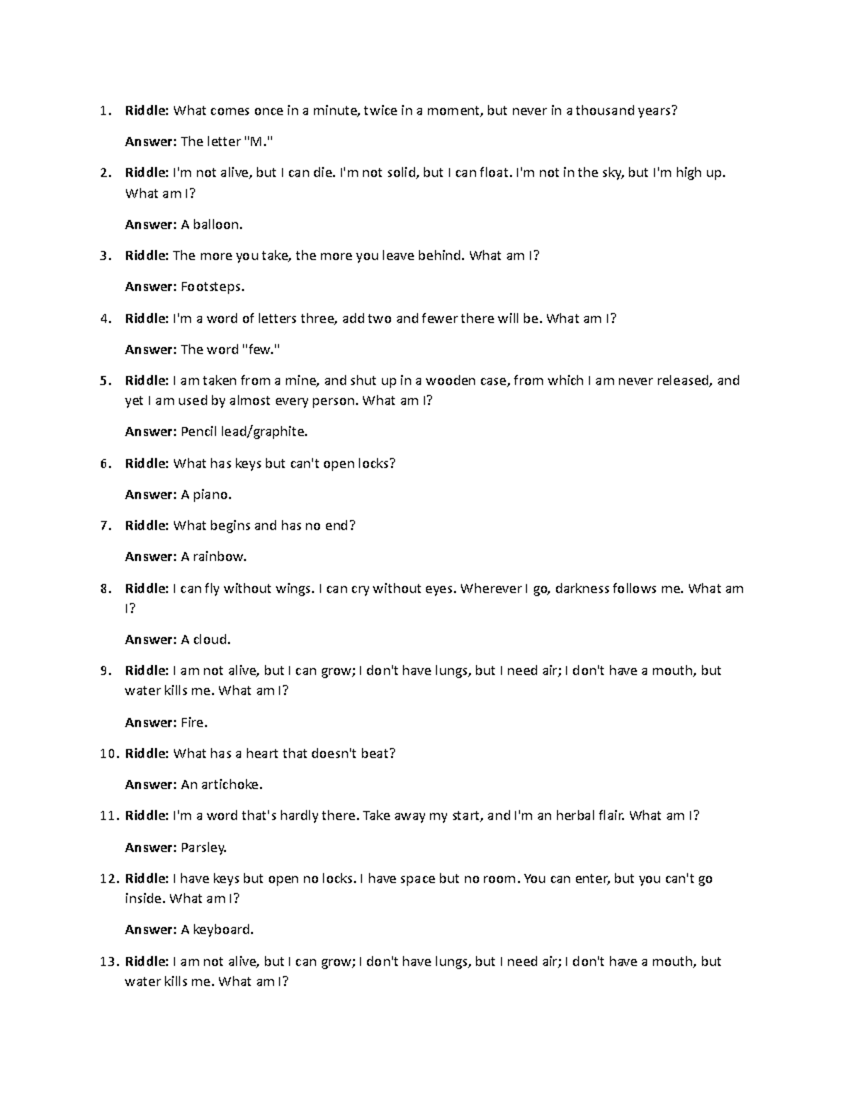 Riddle Q&A - nothing - Riddle: What comes once in a minute, twice in a ...