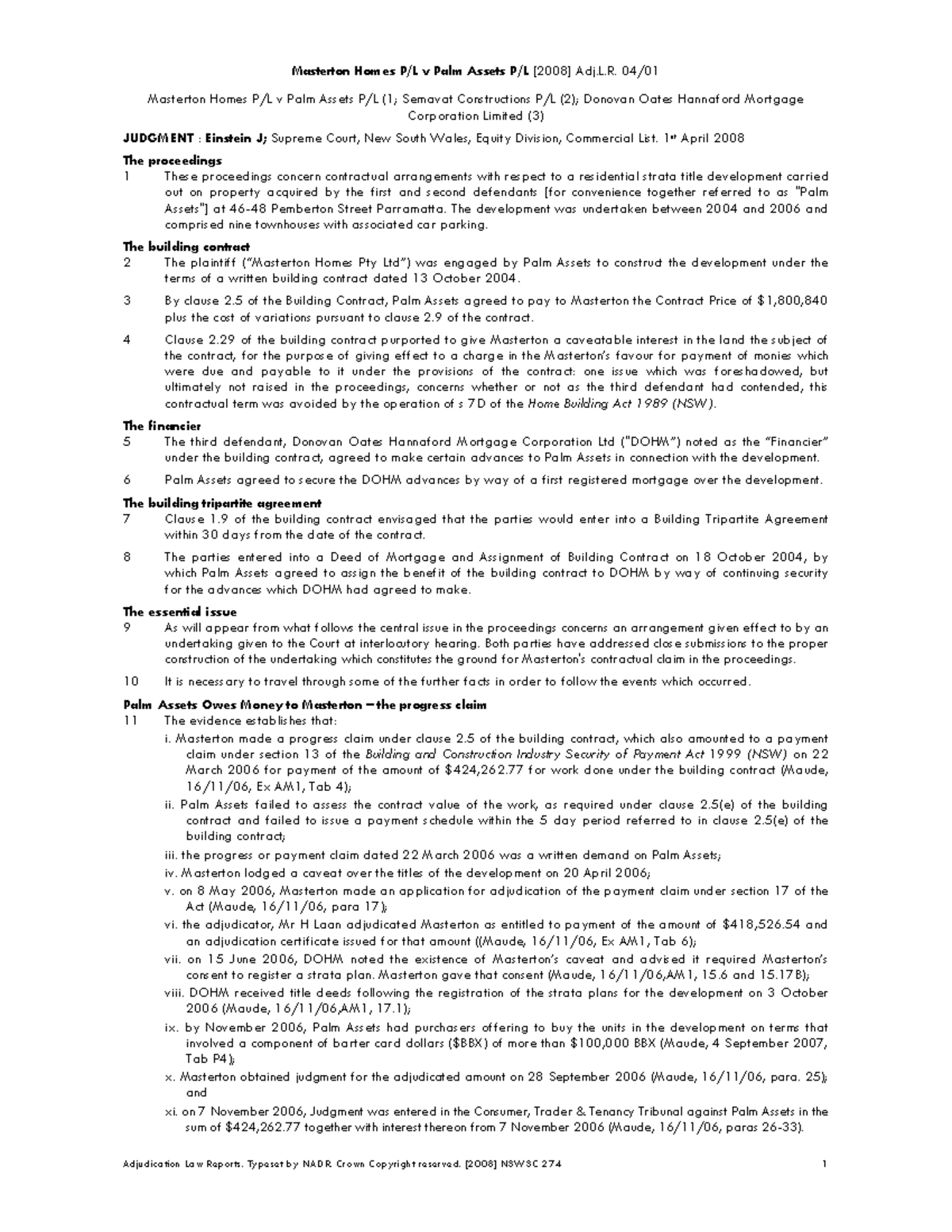 Masterton V Palm 2008 Notes - Masterton Homes P L V Palm Assets P L (1 