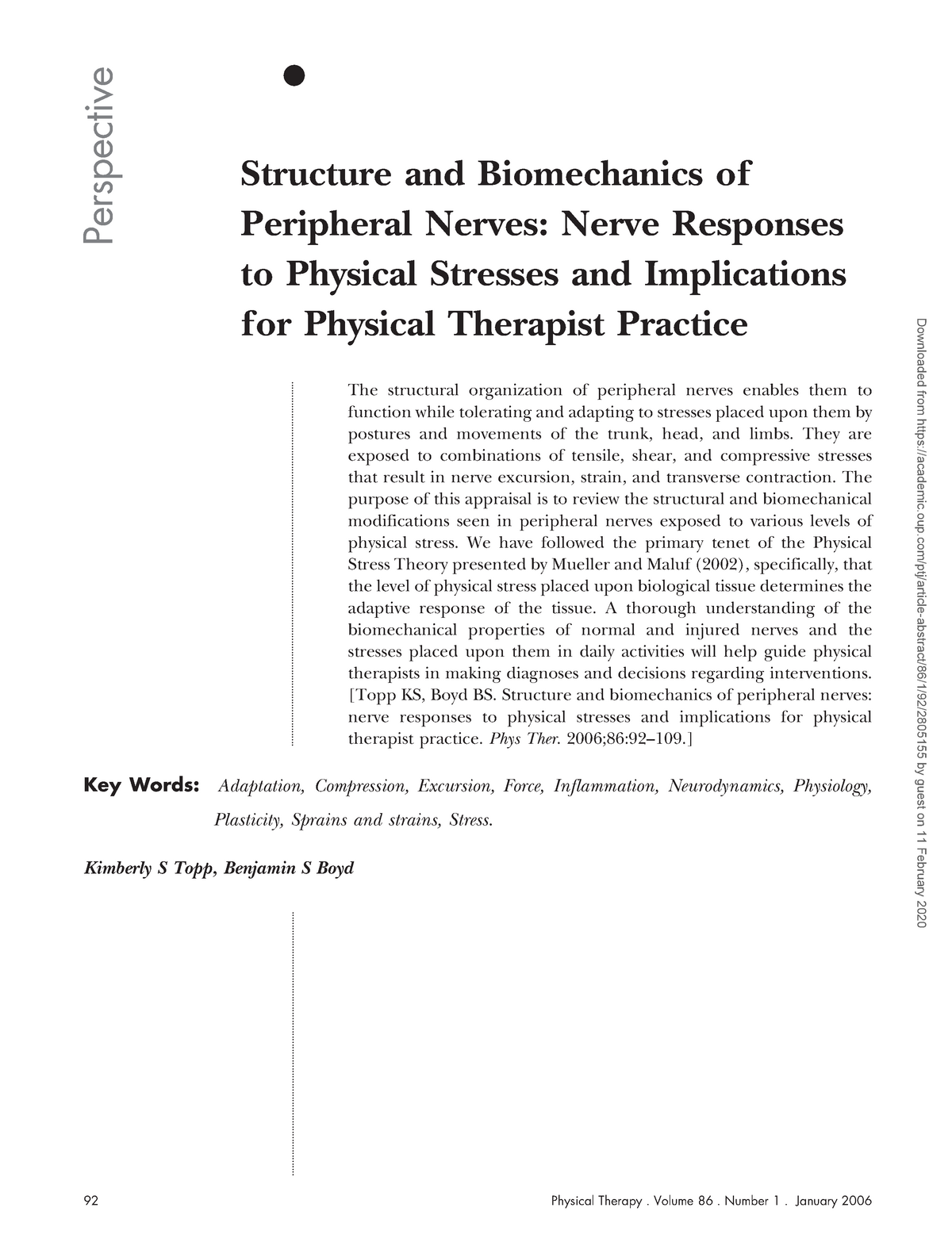 Ptj0092 - Lecture - Structure And Biomechanics Of Peripheral Nerves ...