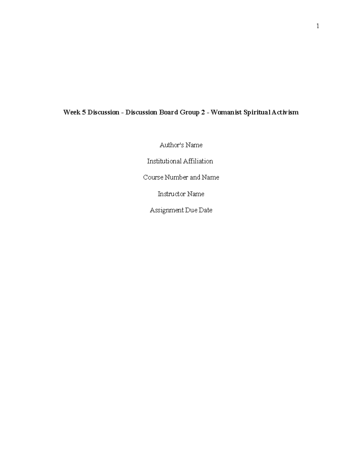 Week 5 Discussion - Week 5 Discussion - Discussion Board Group 2 ...