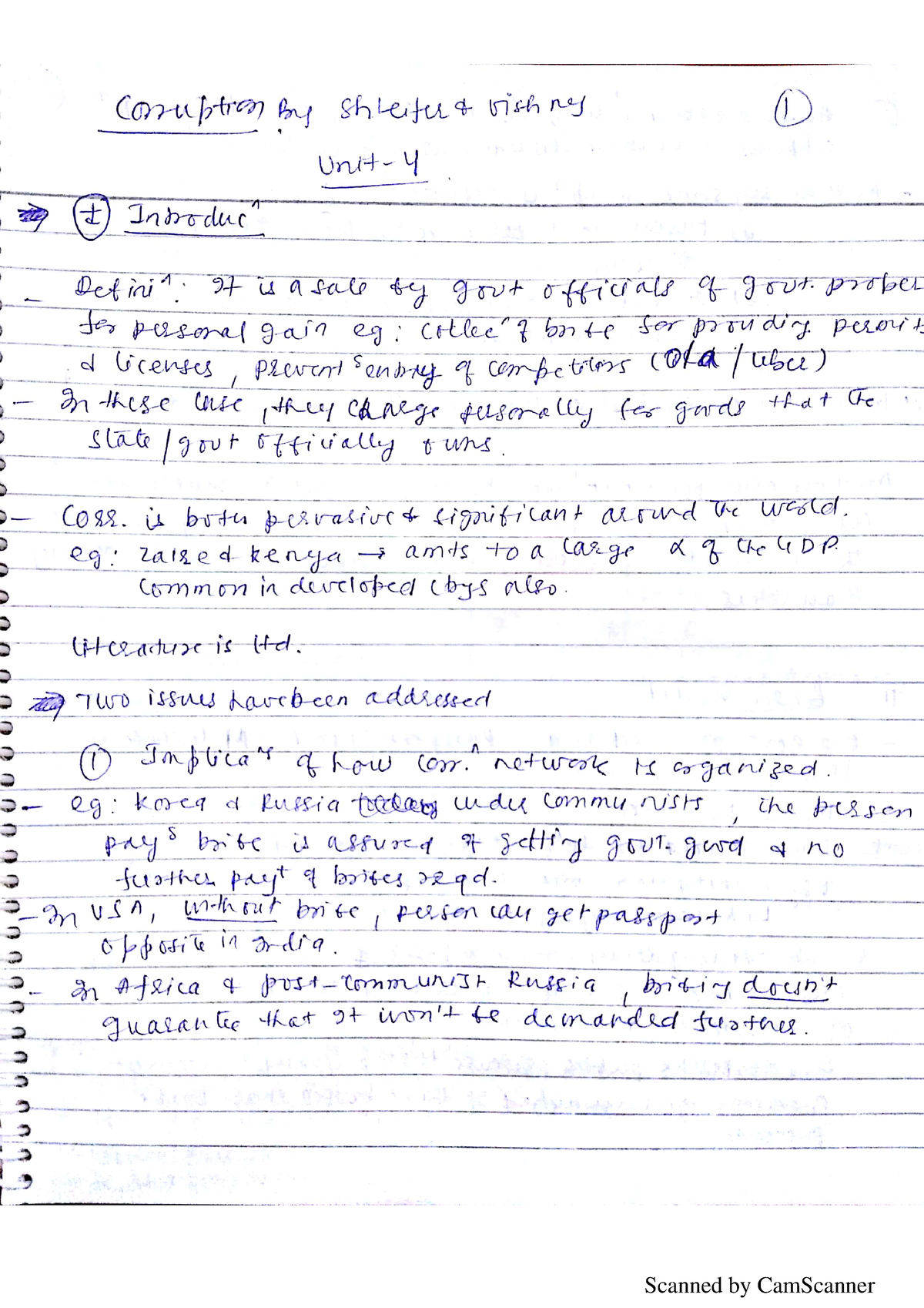 Corruption- Unit 4, DE-I-1 - B.A(H) Business Economics - Studocu