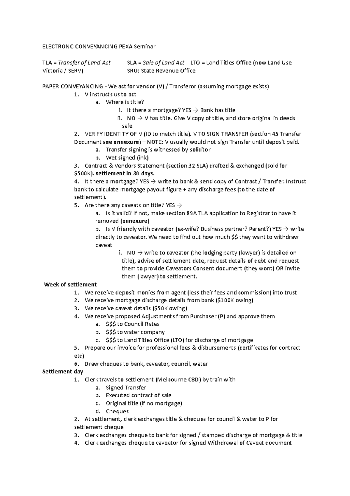 Electronc Conveyancing PEXA Seminar MLJ716 Deakin Studocu
