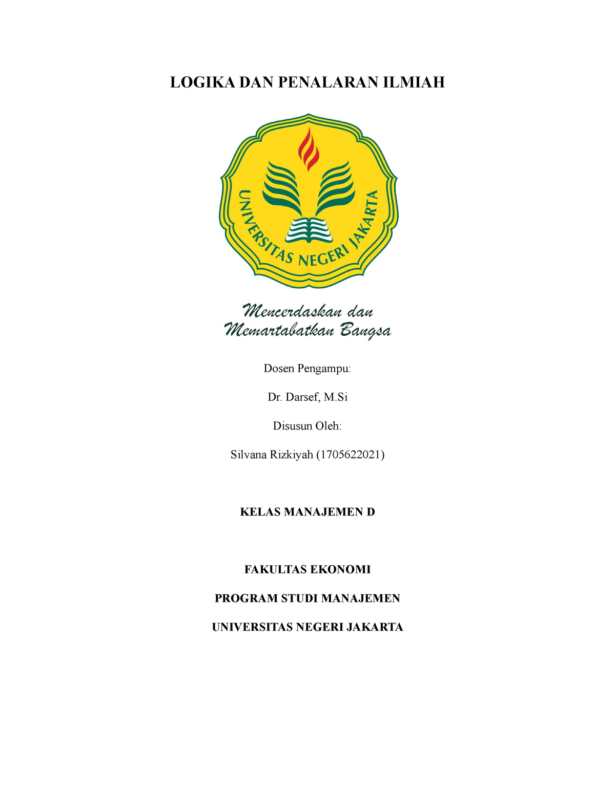 Logika Dan Penalaran Ilmiah Tugas 2 Logika Dan Penalaran Ilmiah Dosen
