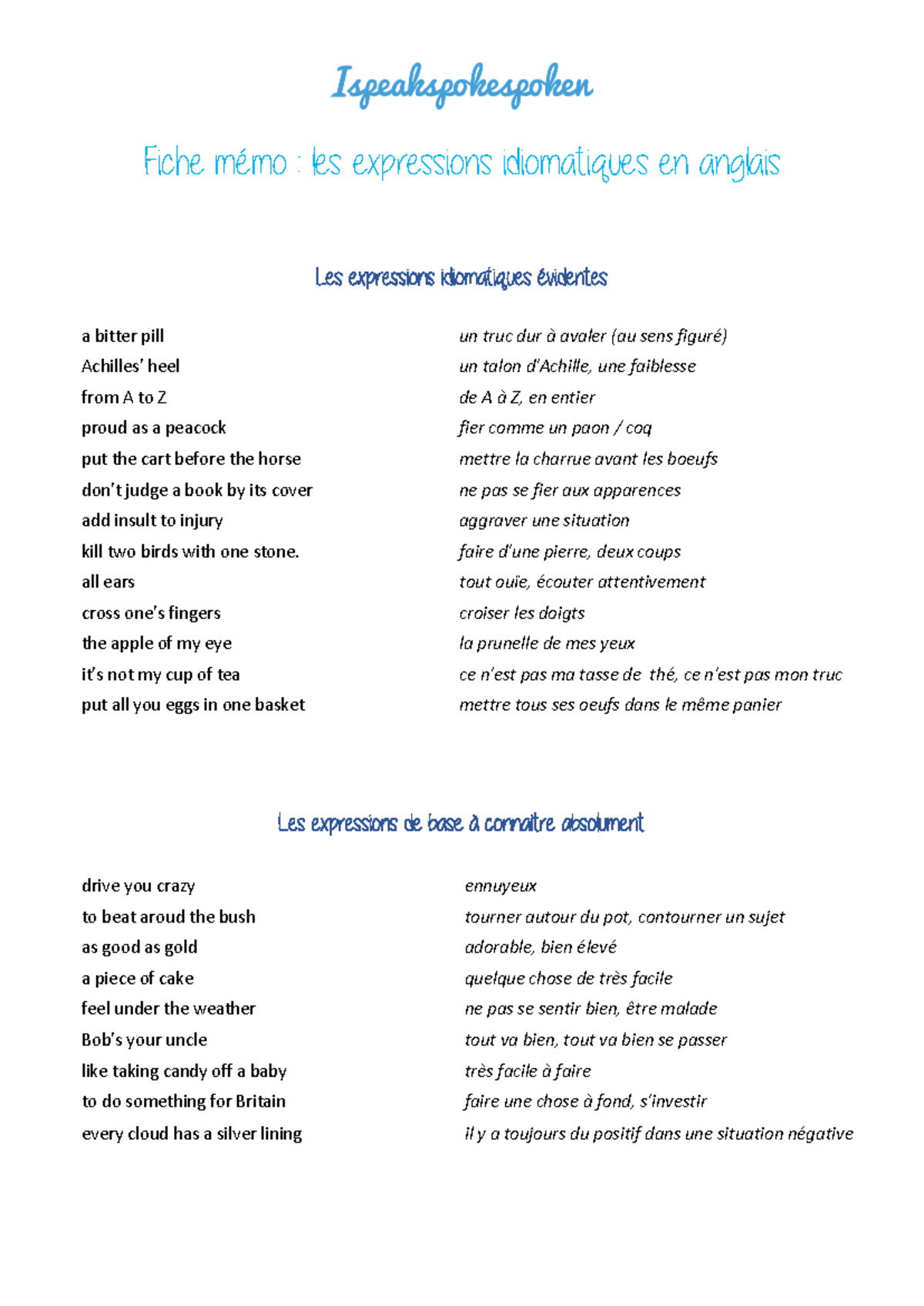 Les expressions idiomatiques en anglais faire d'une pierre, deux coups