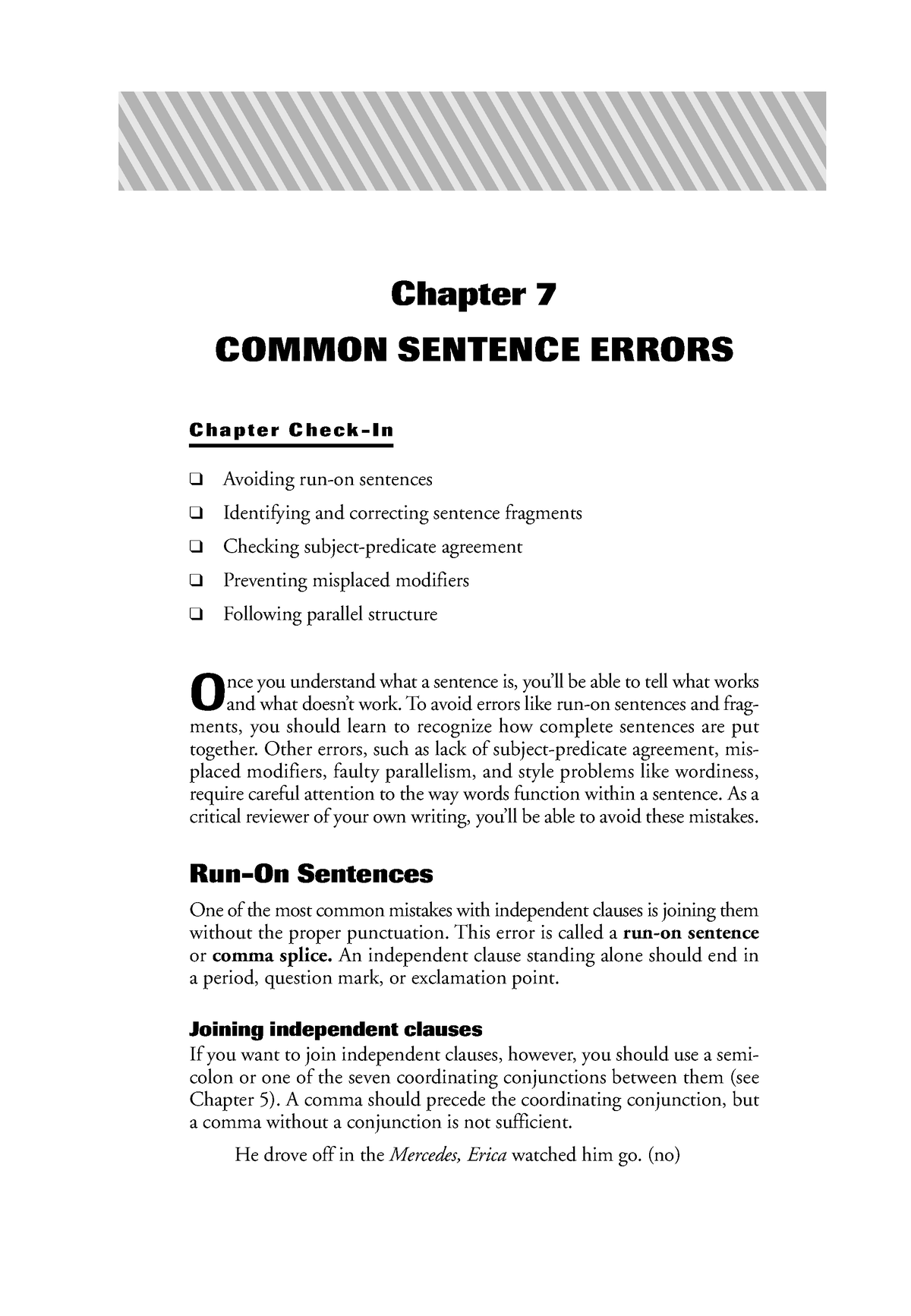 Common Sentence Errors - Chapter 7 COMMON SENTENCE ERRORS C H A P T E R ...