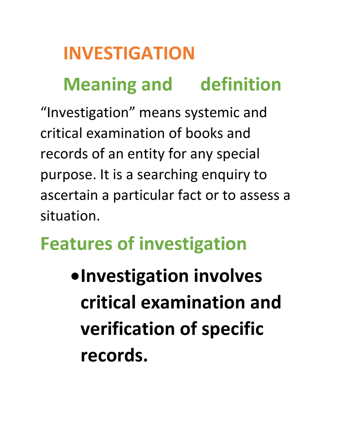 Investigation Useful INVESTIGATION Meaning And Definition