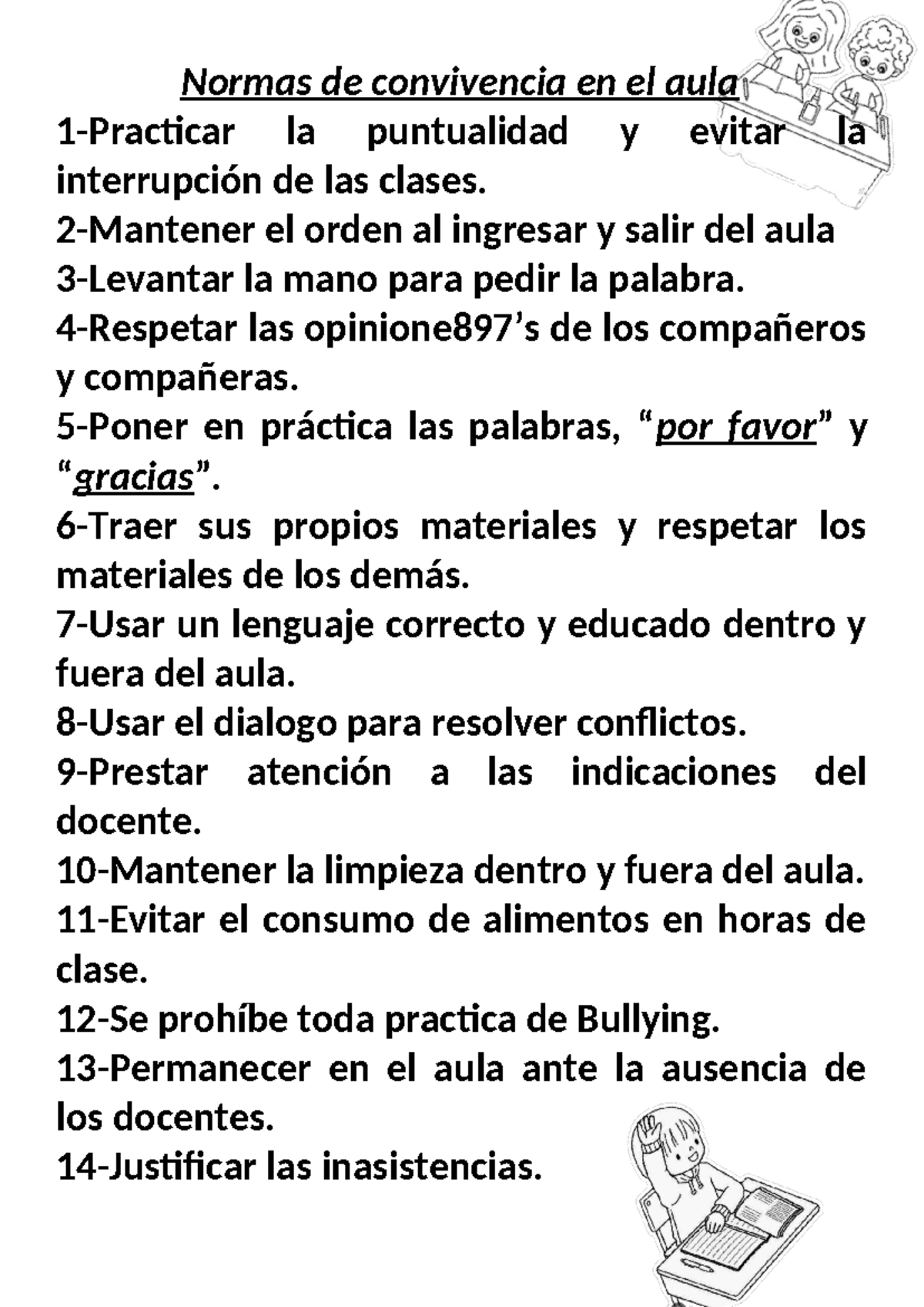 Normas de convivencia en el aula - Normas de convivencia en el aula 1 ...