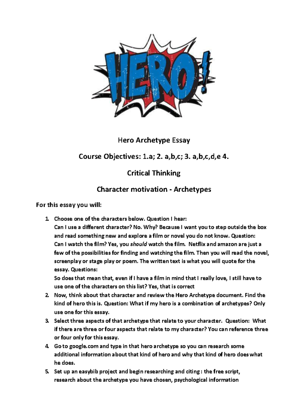 hero archetype essay