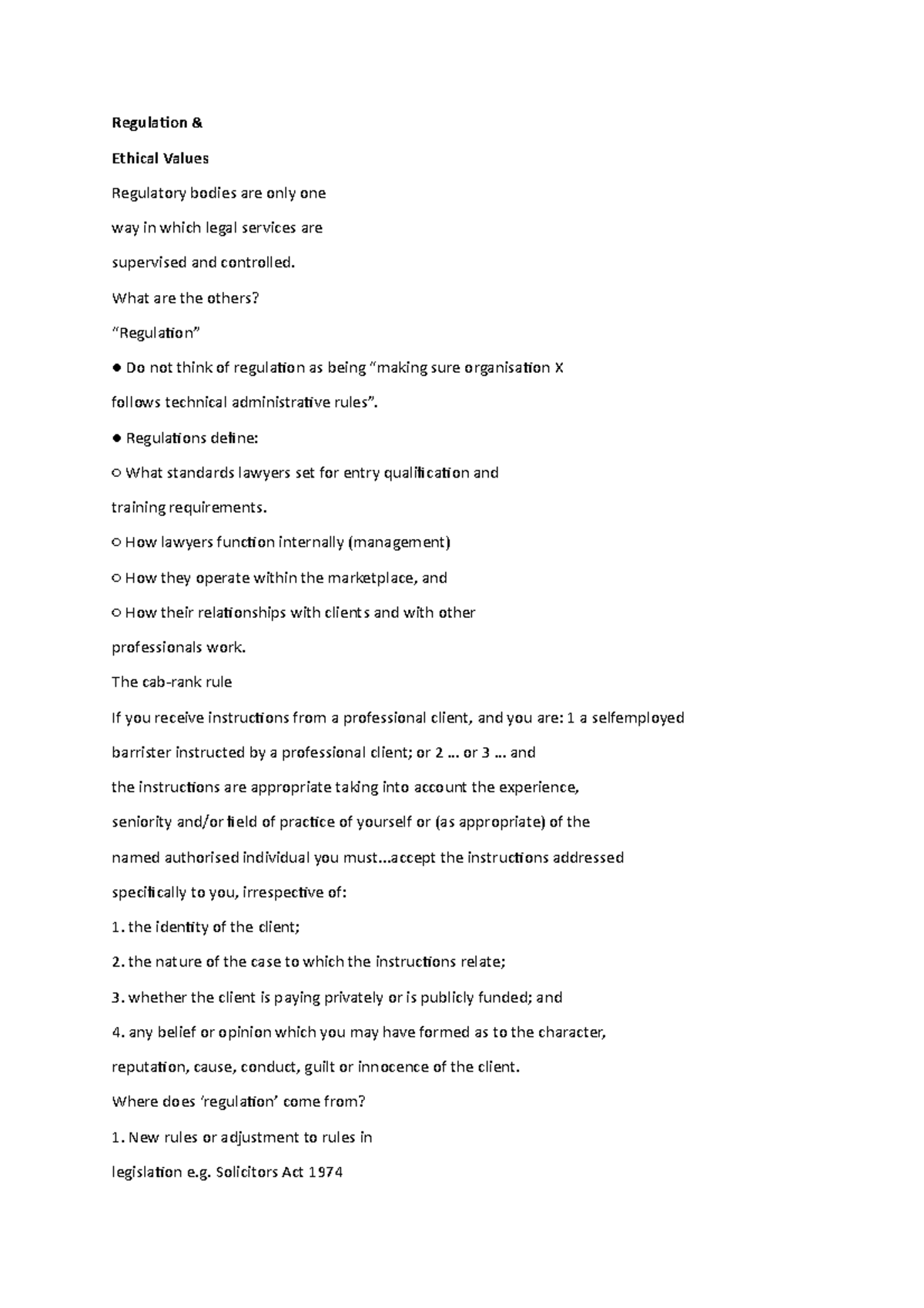 Regulation And Values Regulation & Ethical Values Regulatory bodies