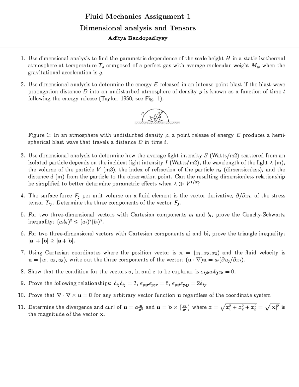 FM Assignment 1 - Fluid Mechanics question - Fluid Mechanics Assignment ...
