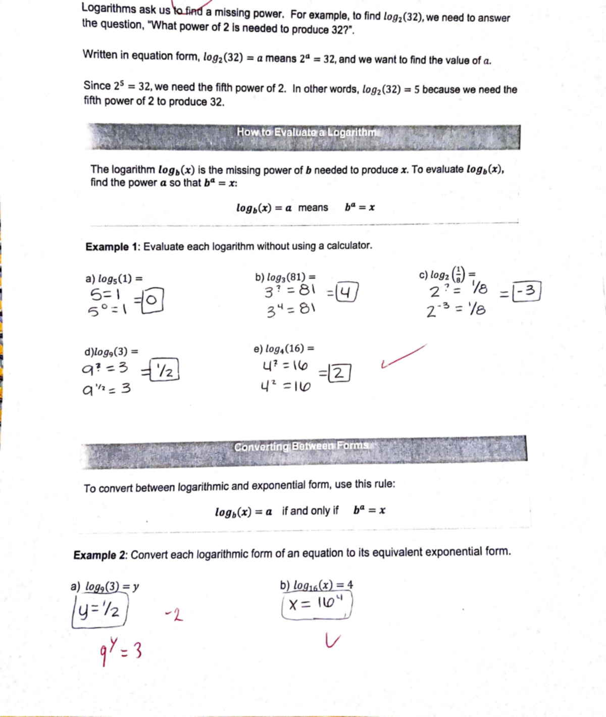 Logarithms - ogari th s ak us missing power. For example, to find log 2 ...