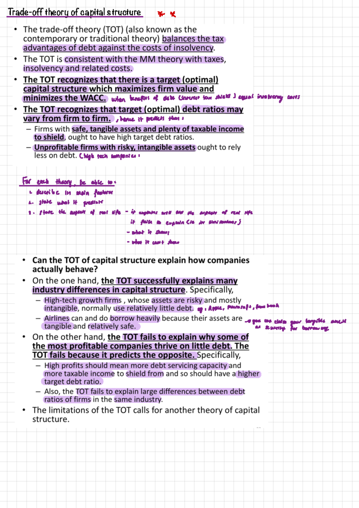 Financial Management Trade-off theory notes - Trade-off theory of ...