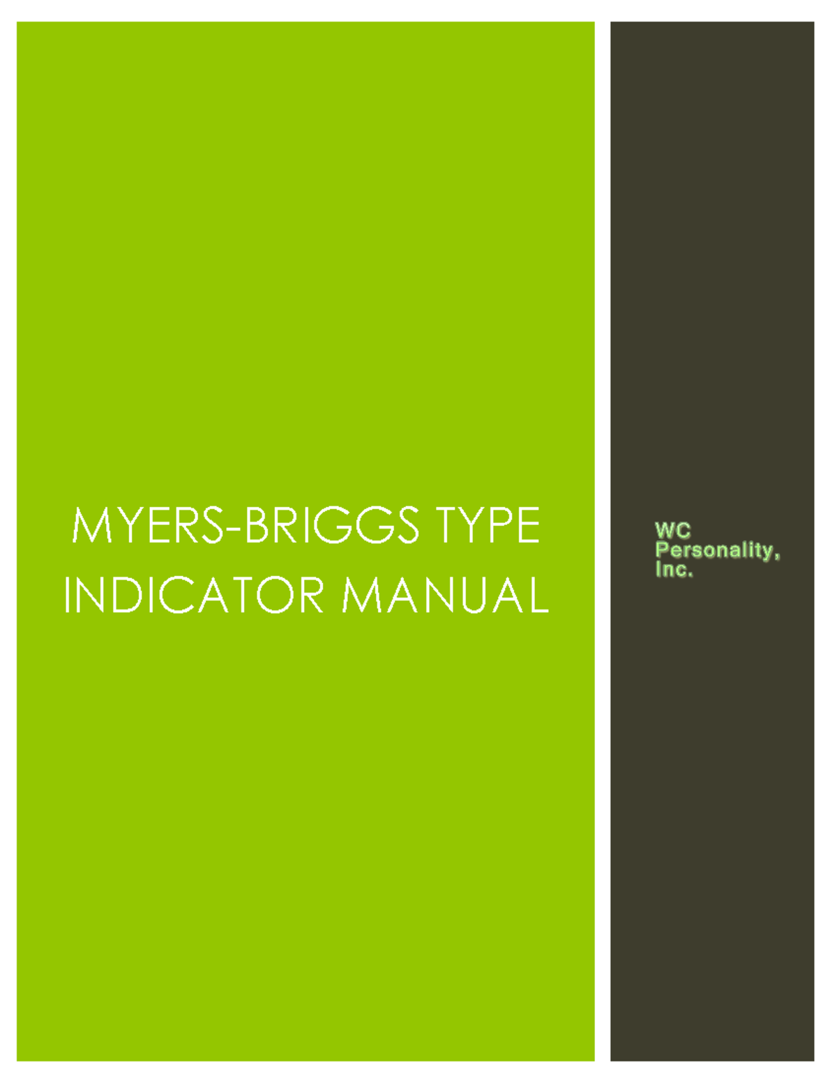 Myers Briggs Personality Test Manual - MYERS-BRIGGS TYPE INDICATOR ...