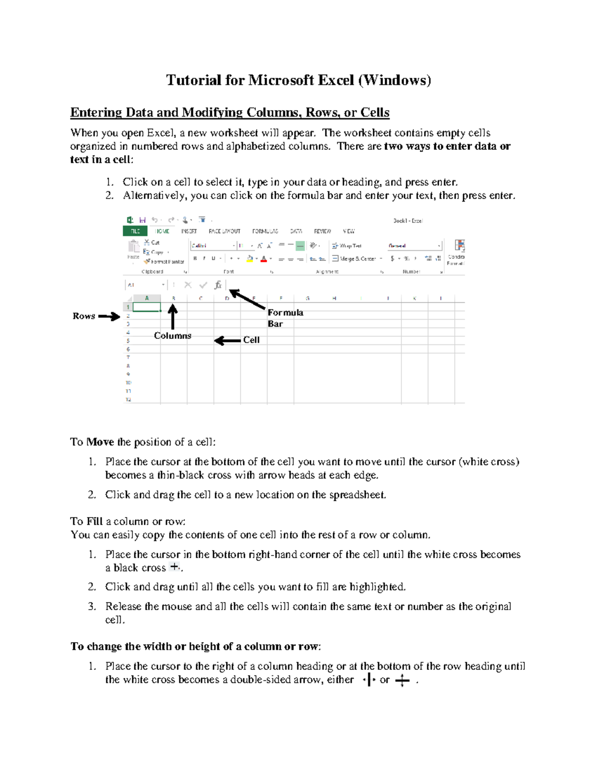 Microsoft Excel (Windows) Data Entry and Modification Tutorial - Studocu