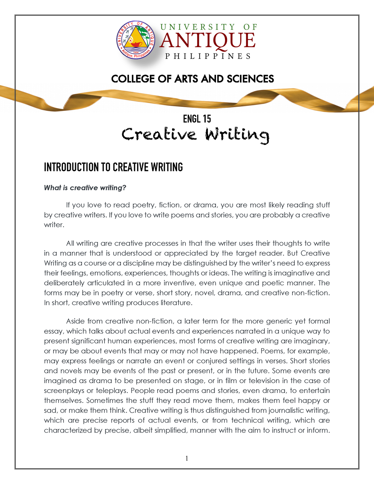 what is creative writing in literature