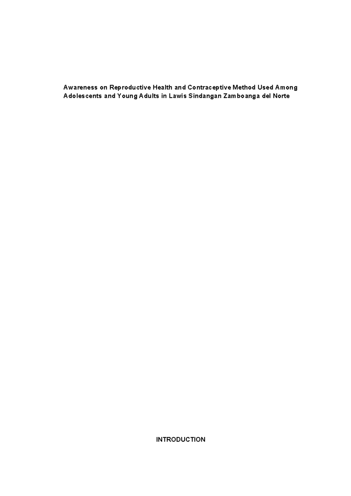 Awareness on Reproductive Health and Contraceptive Method Used Among ...