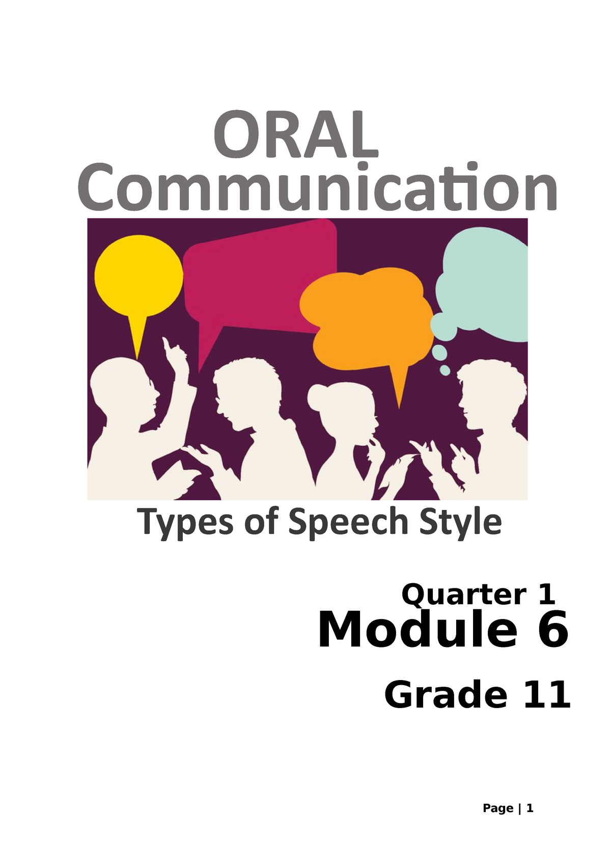 Types Of Speech Style Lecture Notes 6 ORAL Communication Types Of 