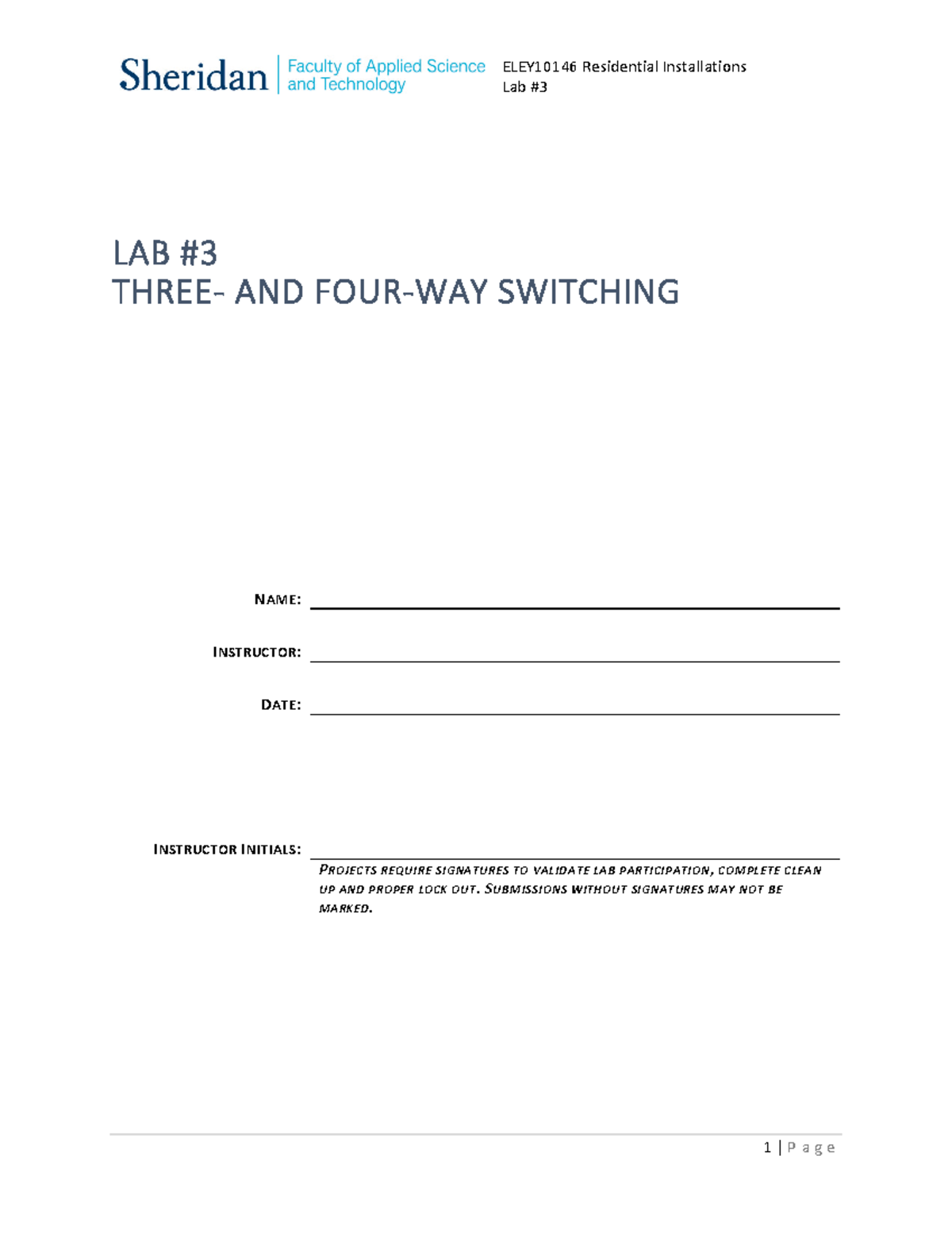 LAB 3 - ecn notes - Lab # 3 LAB # 3 THREE- AND FOUR-WAY SWITCHING NAME ...