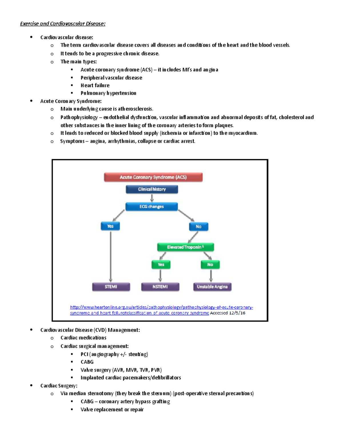 Lecture notes, lecture 5 - Exercise and Cardiovascular Disease ...