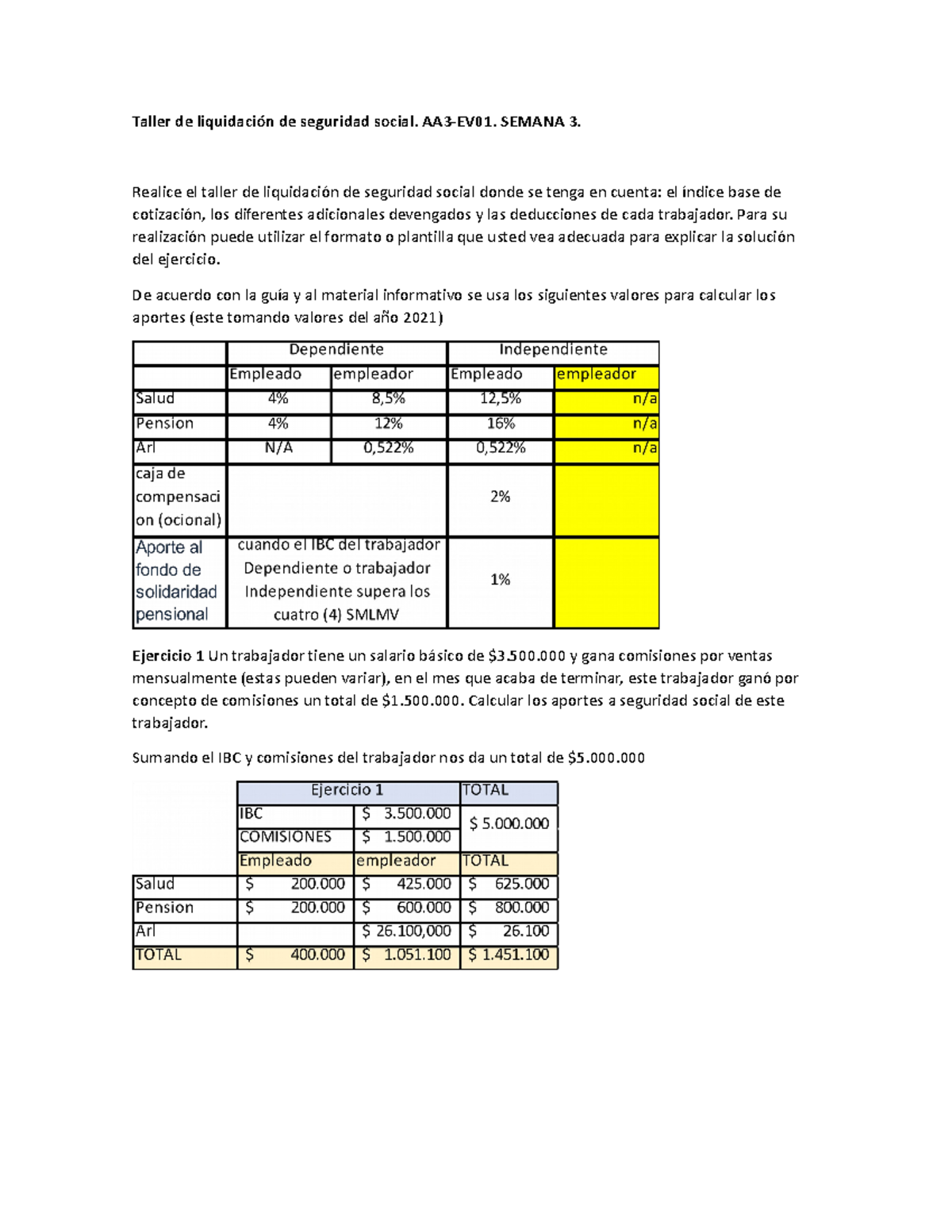 Taller De Liquidación De Seguridad Social - AA3-EV01. SEMANA 3. Realice ...