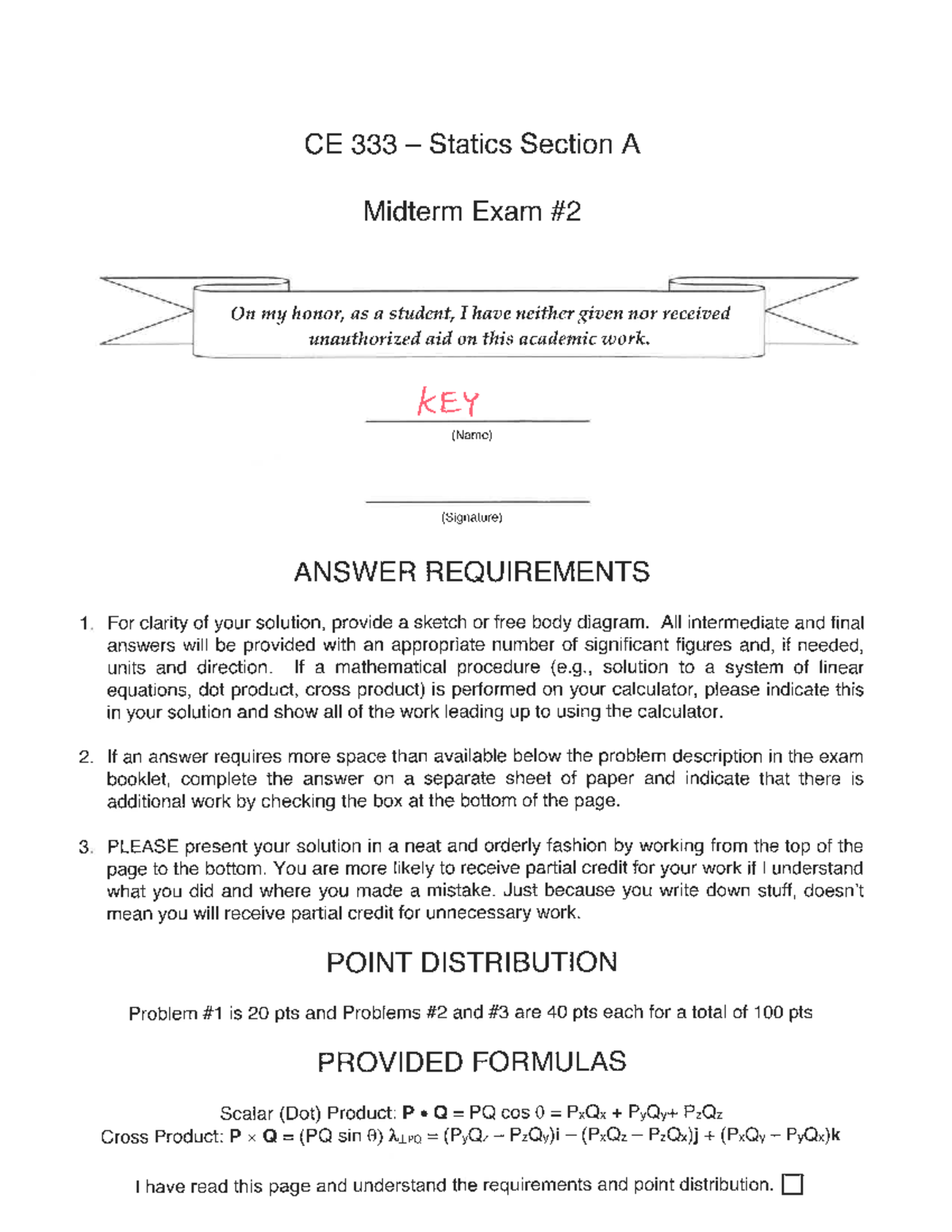 Midterm#2A Solution - Statics Exam Help - CE 333 - Studocu