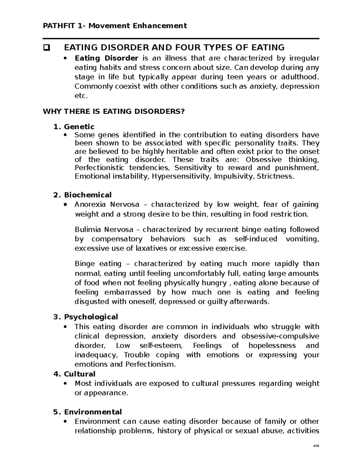 FITT 1 Handouts 2 - err - EATING DISORDER AND FOUR TYPES OF EATING ...