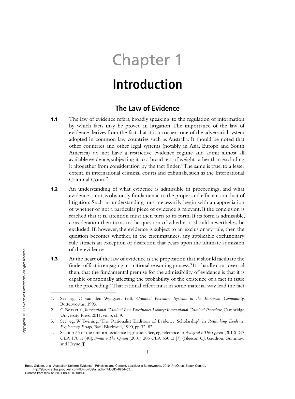 Australian Uniform Evidence Principles And Context - (Chapter 1 ...