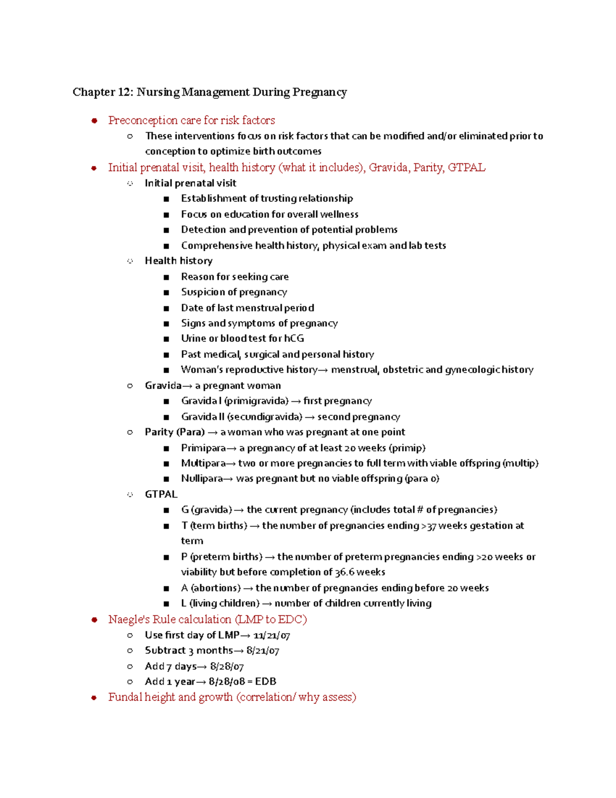 Maternity Exam 2 Study Guide - Chapter 12: Nursing Management During ...