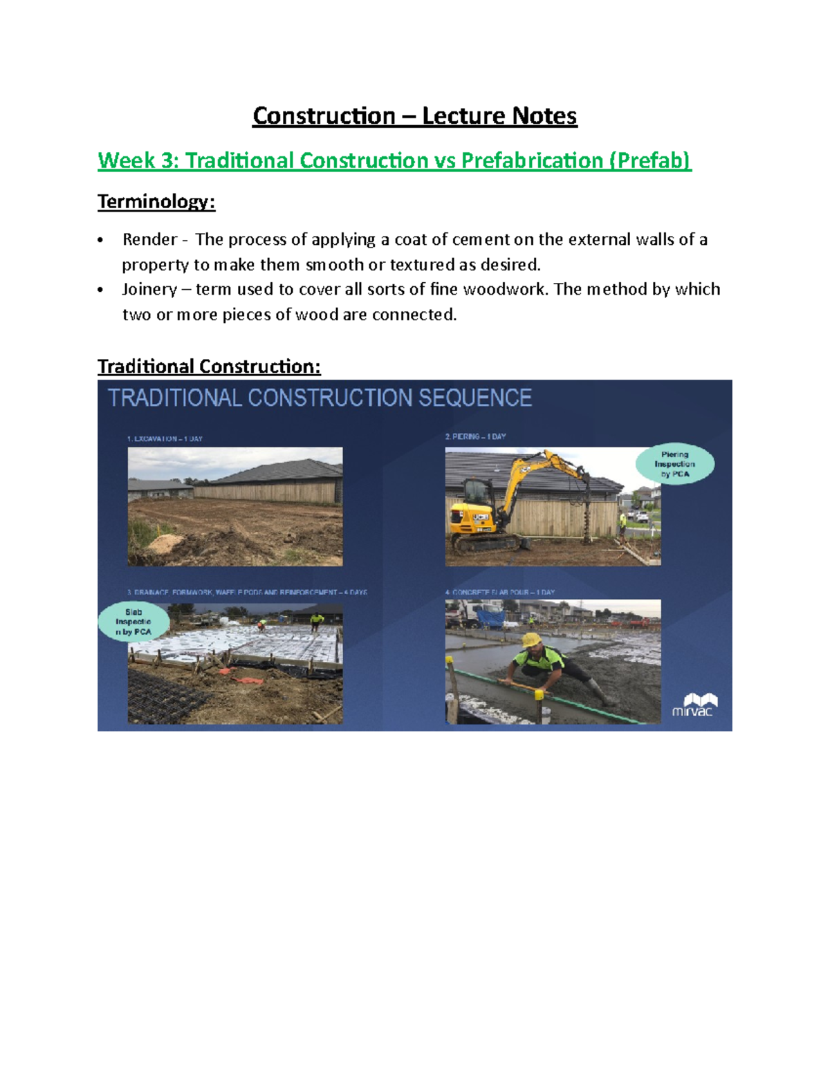 Construction Week 3 Lecture Notes - Traditional Construction Vs Prefab ...