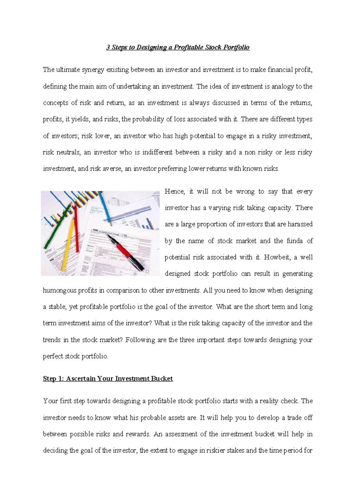 Portfolio Designing - 3 Steps to Designing a Profitable Stock Portfolio ...