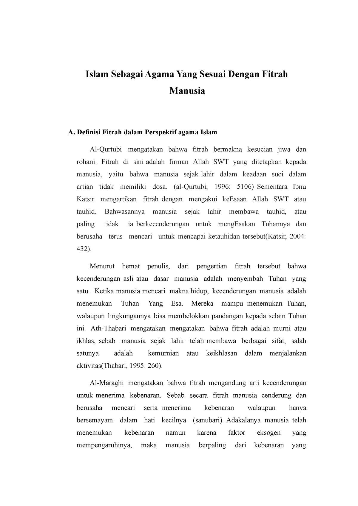 Islam Sebagai Agama Yang Sesuai Dengan Fitrah Manusia - Definisi Fitrah ...