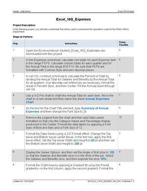 Excel 16G Expenses Instructions Grader Instructions Excel 2019