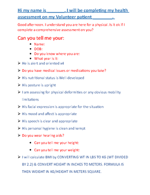 Health Assessment Script