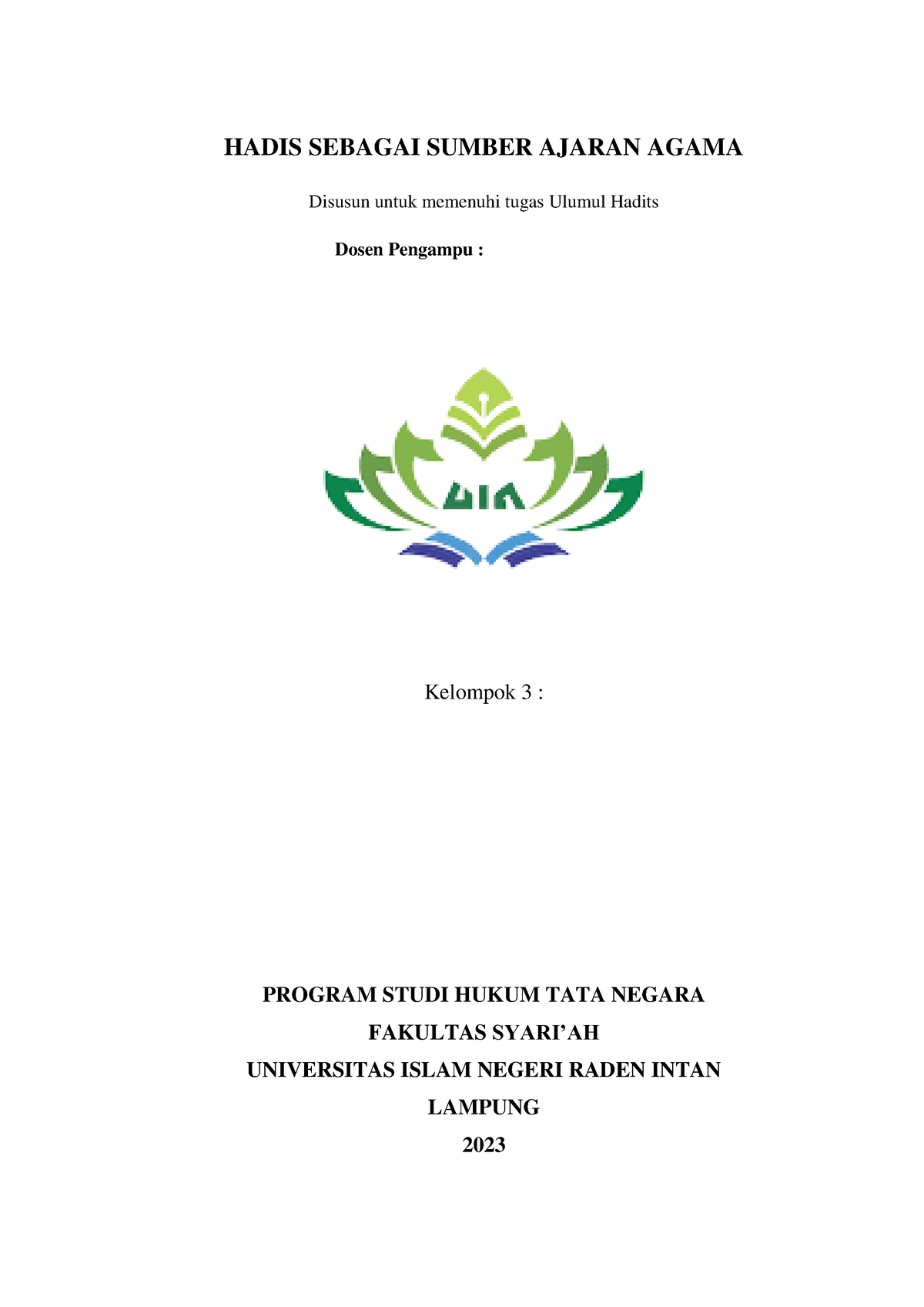 Makalah Hadis Sebagai Ajaran - HADIS SEBAGAI SUMBER AJARAN AGAMA ...