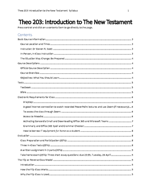 T203 22AW Syllabus - Theo 203 : Introduction to The New Testament