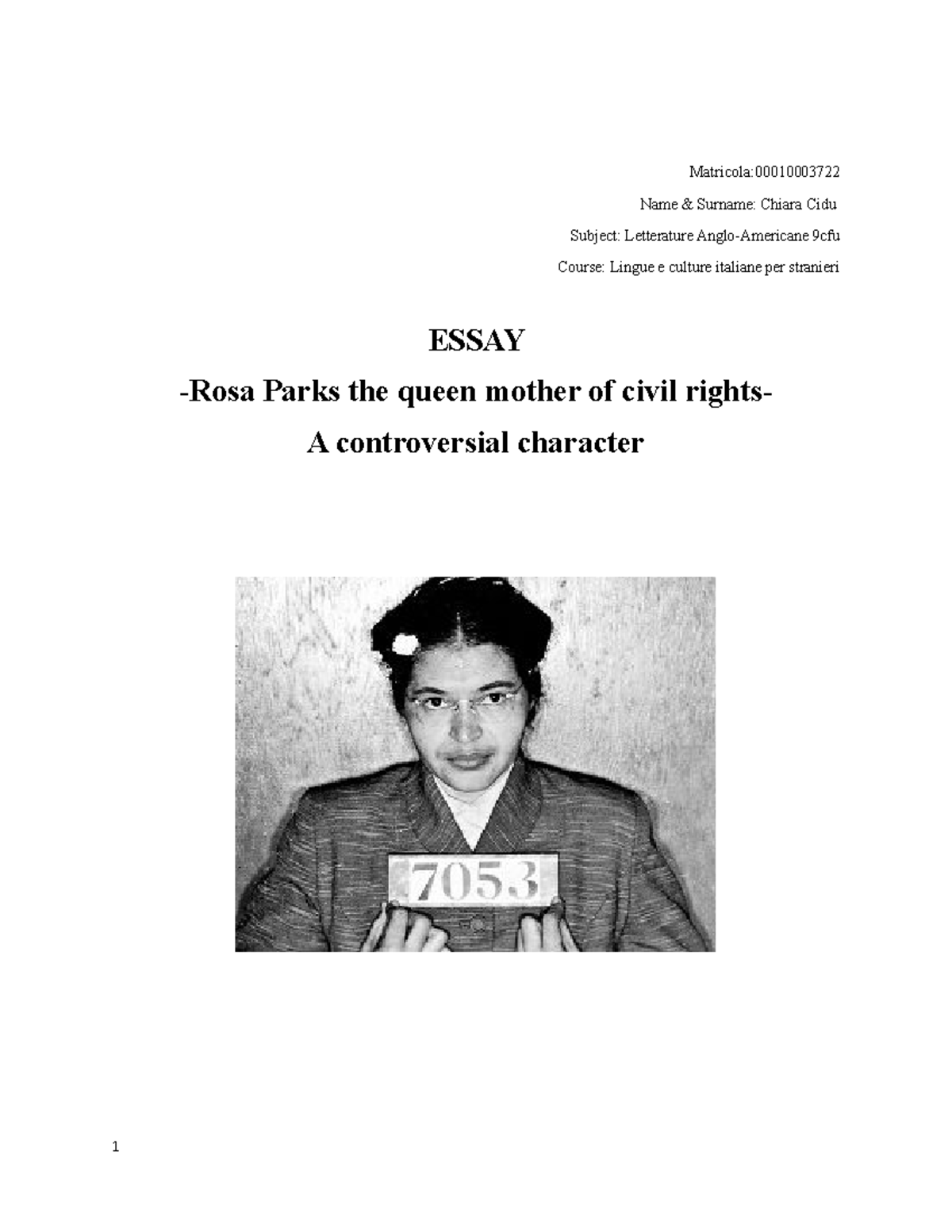 essay about rosa parks