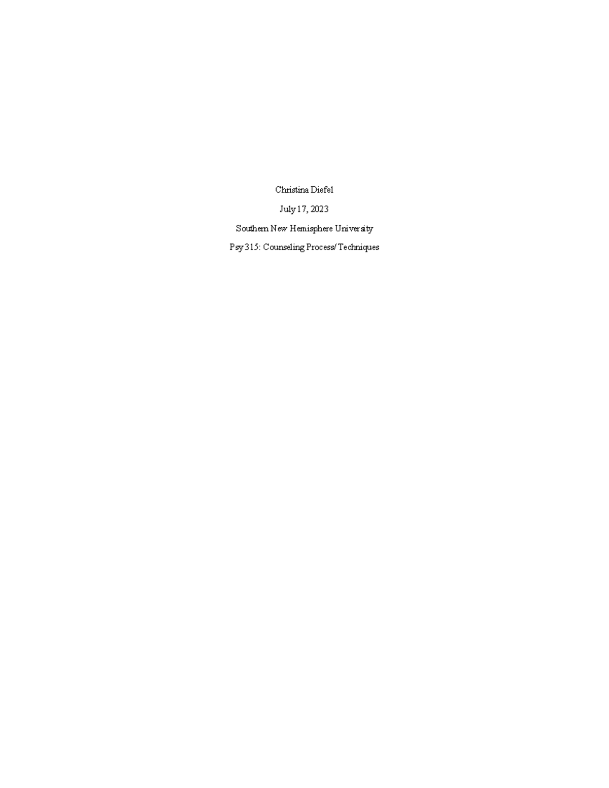 Document - Summary of a chapter 1 - Christina Diefel July 17, 2023 ...