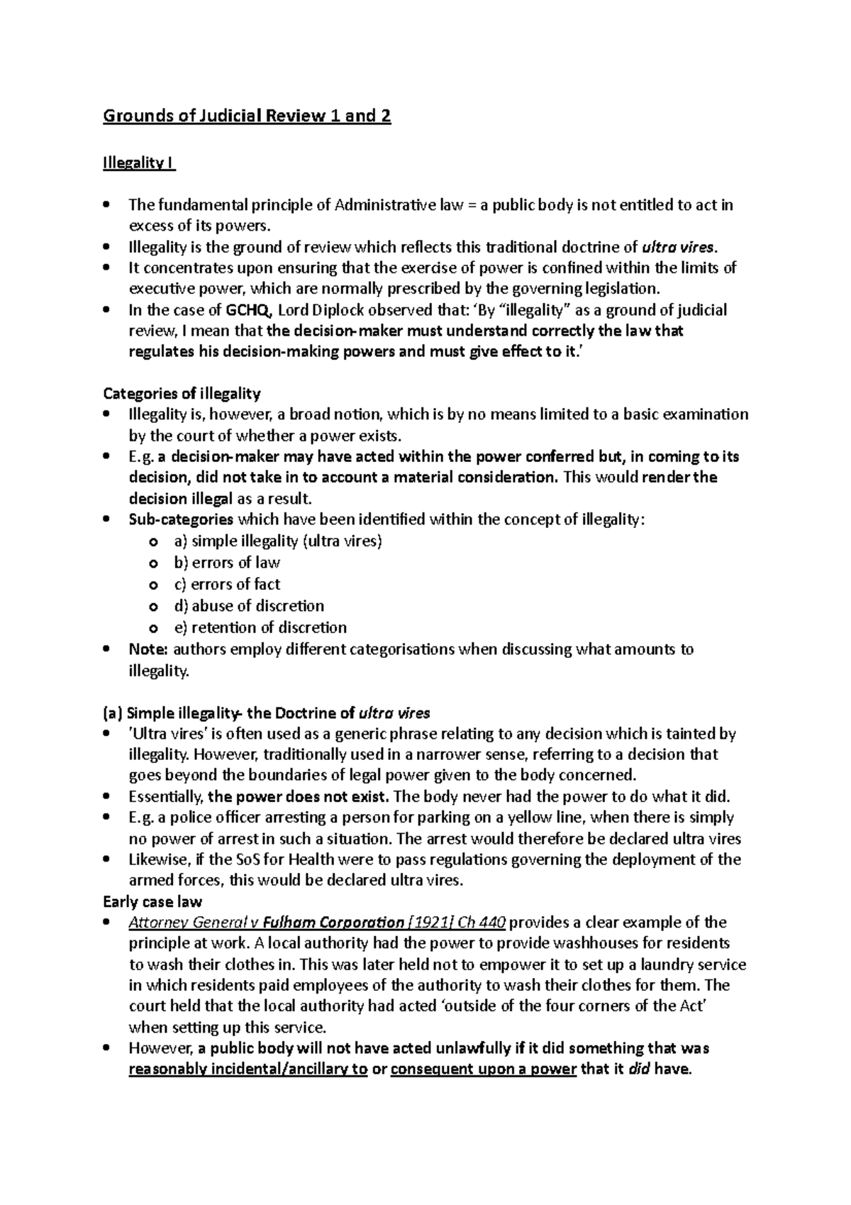 Workshop 2 - Grounds of Judicial Review 1 and 2 - Grounds of Judicial ...
